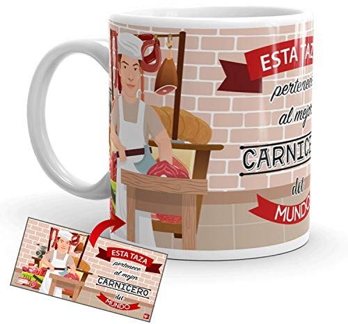 Kembilove Taza de Café del Mejor Carnicero del Mundo – Taza de Desayuno para la Oficina – Taza de Café y Té para Profesionales – Taza de Cerámica Impresa – Tazas Profesiones de Carniceros