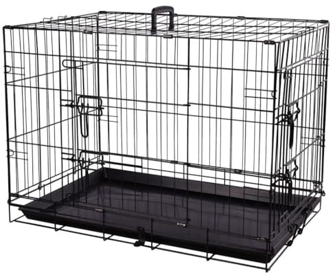 Flamingo Cage pour Animaux Mezo - Taille M - 77x47x55 cm - Pliable, Robuste et Facile à Nettoyer - Idéale pour Beagle, Bouledogue Français, Cocker Spaniel et Schnauzer