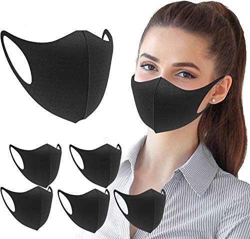 Boolavard 6 Stück Fashion Tuch Gesichtsschutz Unisex Earloop Bandana Sturmhaube Schwarz Staub Wiederverwendbar Maske waschbar wiederverwendbar