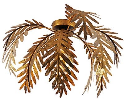 Qazqa - Landhaus I Vintage Vintage Deckenleuchte I Deckenlampe I Lampe I Leuchte Gold I Messing 45 cm - Botanica I Wohnzimmer I Schlafzimmer - Stahl Organisch - LED geeignet E27