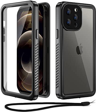 Beeasy for iPhone 12 Pro Case Waterproof Shockproof Dustproof, Built-in Screen Protector Full Body Heavy Duty 360° Protective, Front and Back Phone Case for iPhone 12 Pro (6.1”), Black