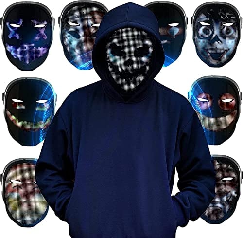KKTECT LED Light Up Mask Silicone, 70 Pictures, 45 Animations, DIY Patterns, Music Rhythm, APP Control, Costume Mask for Parties, Video Shooting, Gifts