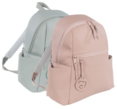 Pasito a Pasito. Mochila Yummi. Bolsa Pañalera Amplia para Silla de Paseo. Diseño Cómodo y Versátil con Asas Cortas para Colgar del Cochecito o Correas para Llevar a la Espalda. Color Rosa