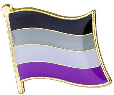 Butler & Grace Emaille-LGBT-Anstecker in asexuellen Flaggenfarben (schwarz, grau, weiß, lila). Perfekt für Jacke, Tasche oder Schlüsselband.