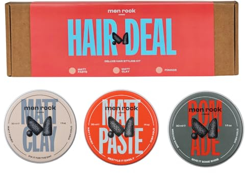 Men Rock Haarstyling-Set - Matt Paste Haare, Matt Clay, Pomade Männer, 3 x 30ml - Vielseitig, Leicht auswaschbar