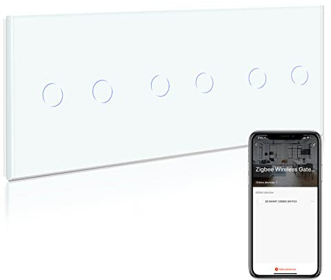 BSEED Smart ZigBee Interruptor de Luz,Blanco Interruptor Inteligente 2 Gang 1 Vía Triple,Compatible con Alexa y Google Home, Control de APP,WiFi Triple Interruptor(Zigbee Gateway Hub Requerido)