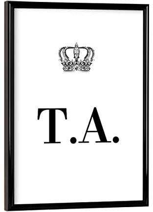artboxONE Poster mit schwarzem Rahmen 18x13 cm Schwarzweiß King TA - Bild Personalisierung Buchstabe Buchstabe-TA