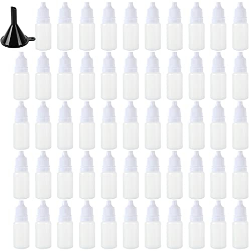 FWEEK 100PCS Plastic Dropper Bottles 15ml Small Empty Squeezable Dropper Bottle, White Translucent Eye Liquid Empty Dropper Bottles with Cap