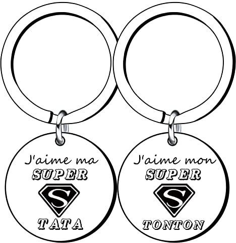 Lumengqi Cadeaux de Noël pour Tonton Tata - Porte-clés Oncle et Tante 2 Pièces - Idée Cadeau Surprise pour Noël