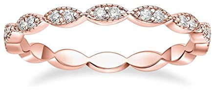 Zakk Eternity Ring for women Oval Milgrain Cubic Zirconia Stackable Promise Engagement Wedding Band (Rose Gold,Size H)