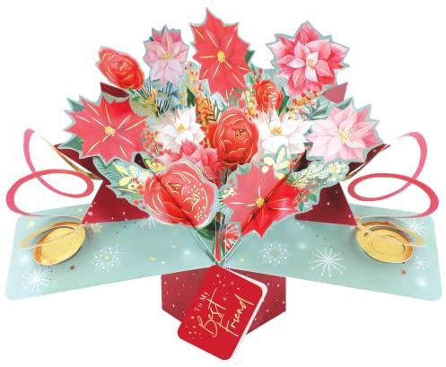 Best Friend Christmas Card 3D Festive Bouquet Pop Up Christmas Card Xmas POP067X17