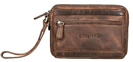 STILORD Herren-Handgelenktasche aus Echtleder braun - Vintage Männer-Handtasche - Retro Ledertasche - Leder-Herren-Organizer 'Pax'