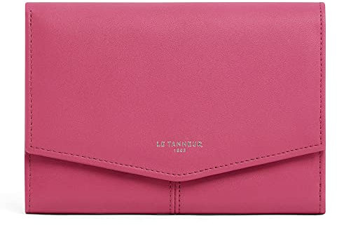 Le Tanneur, Grand Portefeuille zippé, en Cuir Lisse, Charlotte, Femme, 2 Poches Plates, 1 Soufflet, Poche chéquier, Poche zippée Monnaie, Passant Stylo, 12 Compartiments Cartes, Poche Plate arrière
