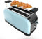 Cecotec Vertikaler Toaster mit 2 langen Schlitzen Toastin' Time 1500 Blau. 1500 W, 4 Brotscheiben, 3,8 cm breiter Schlitz, Brötchenaufsatz und Krümelschublade, Edelstahl und Blau