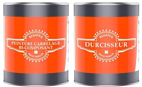 BEKATEQ BK-721F Peinture pour carrelage 1kg Gris ardoise brillant, extérieur & intérieur - Inodore, résistant à l'eau et aux UV, haut pouvoir couvrant - Pour cuisine, salle de bain, garage
