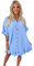 eyes Women’s Gold Button Pleated Short Sleeve Plain Collared Frill Hem Ladies Casual Loose Fit Oversized Baggy Plus Size Swing Summer Dresses for Women Sky Blue One Size 8-22