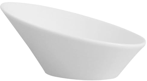 HEMOTON Porcelain Angled Serving Bowls Small Ceramic White Salad Bowls Slanted Bowls for Salad, Pasta, Soup, Prep, Microwave and Dishwasher Safe,15.9X13.4X7.3cm