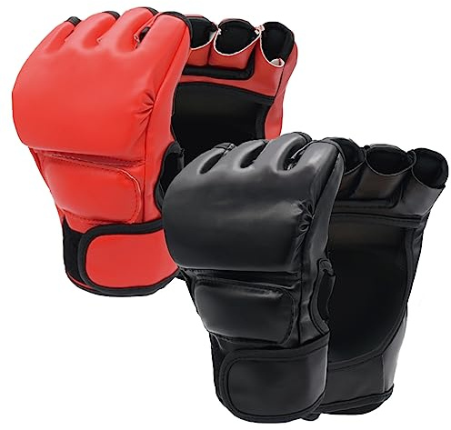2 Pairs MMA Gloves for Men and Women, Open Palm Boxing Gloves
