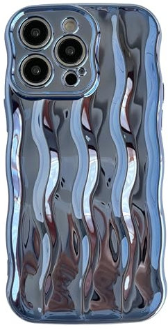 Caseative for iPhone 14 Pro Max Case,Water Ripple Pattern Curly Wave Frame Soft Phone Case (Light Blue)