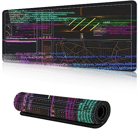 ZTHLL Gaming Mouse Pad with Stitched Edges,Data Code Desk Mat, Extended XL Mousepad with Anti-Slip Base, Cool Desk Pad for Keyboard and Mouse,35''×15.7''