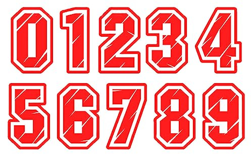 Motorrad Nummern Aufkleber - Startnummer Paket mit 10 Stück für Motorräder, Autos, Motocross, Quads, Roller, Wohnmobile, LKWs