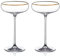 DIAMANTE Crystal Champagne Coupes Cocktail Saucers Elegance with Hand Painted Real Gold Rim - Set of 2