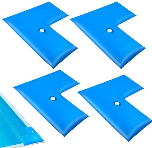 4pcs Water Bags for Pool Cover Inground, Leakproof Corner Water Tubes 0.4mm PVC Heavy Duty Pool Cover Weights Weather Resistant Pool Closing Winterizing Kit for Keep Pool Cover in Place 24″L × 24″W