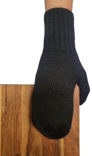 Posh Gear Alpaka Handschuhe Pugnoguanti Fäustlinge Damen Herren aus 100% Alpakawolle, schwarz, Größe S