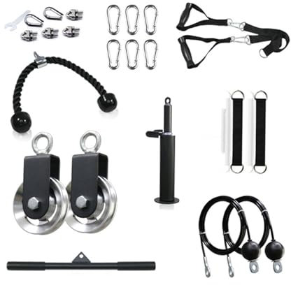 LAT Pulldown Pulley System Gym, Lift Cable Machine Attachments with Triceps Pull Down, Biceps Curl, Back, Forearm, Shoulder, Arm Workouts