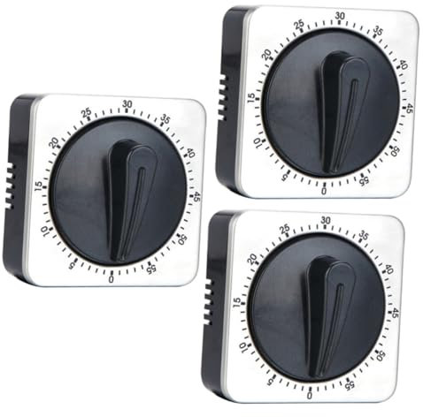ABOOFAN 3 Pièces minuterie à Domicile minuterie Manuelle de chronomètre de Sport minuteur pour la Maison Compte à rebours Acier Inoxydable Réveil