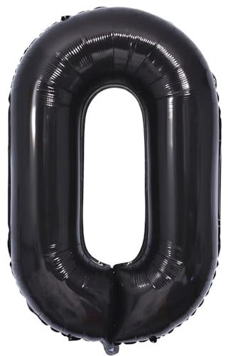 Vthoviwa 40 Zoll Luftballon Geburstag 0 Schwarz, Helium Luftballon 0. Geburtstag Foil Ballon, 0123456789,10-19,20-25,30,40,50,60,70,80,90, Folienballon 0 Party Decoration Ballon 0