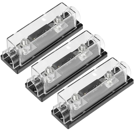 Hihaha 200A Sicherung Inline ANL Sicherungshalter Klarer Sicherungsblock mit Schrauben/Innen für Auto Boot LKW/strapazierfähiges Kunststoff-Metall / 3er-Set Silberton