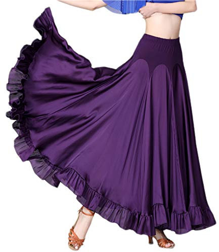 CISMARK Damen Big Swing Latin Dance Salsa Tango Ballsaal Rumba Tanzrock 56Lila, Einheitsgrösse