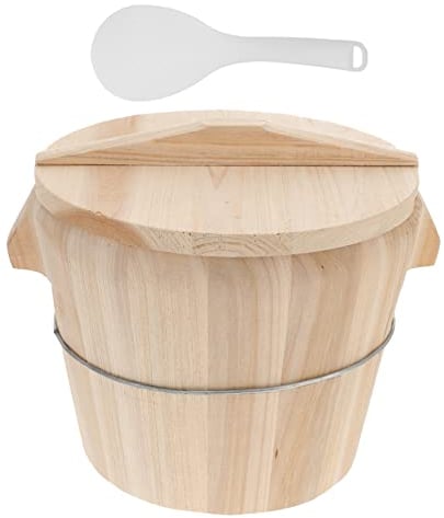 Garneck 1pc Steam Bucket Fish Steamer Tool Tray Bamboo Steamer Basket Chinese Sushi Oke Rice Bowl Steaming Rice Steaming Bucket Dim Japanese-Style Kitchen Supplies Wood