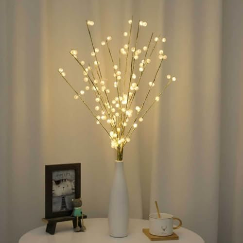 70 cm 2 branches 40 ampoules LED lampe de branche à piles LED branches de saule éclairées remplissage de vase utilisation pour les décorations de Noël de fête à la maison intérieure et extérieure