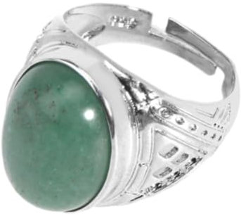 Tesselite Steinring – modischer Herren-Naturstein-weißer Ring, Drache, blutblauer Sand, Kristall, ovaler Perlenring, Schmuck für den täglichen Gebrauch, Aventurin, S, Einheitsgröße