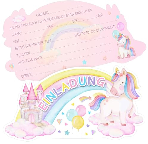 Capaneus 12 Einhorn Einladungskarten Kindergeburtstag, Einladung Einhorn Einladungskarten, Einhorn Mädchen Jungen Regenbogen Geburtstagseinladungen Kinder Geburtstagsfeier Einladungskarten