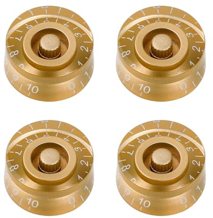 Banworks Bedienknöpfe im 60er-Jahre-Stil, 2 Ton- und 2 Lautstärkeregler, Geschwindigkeitsregler, metrisch, 6 mm (15/64 Zoll), 18-Spline, für Epiphone Les Paul SG, JT/XN-02, goldene weiße Nummer