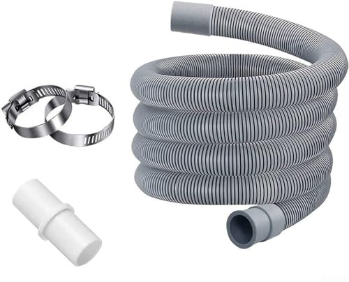 Washing Machine Drain Hose, Dishwasher Waste Pipe Extension with Bracket Connector and Clamp, Washing Machine Waste Pipe, Dishwasher Drain Hose Extension Kit (1m)