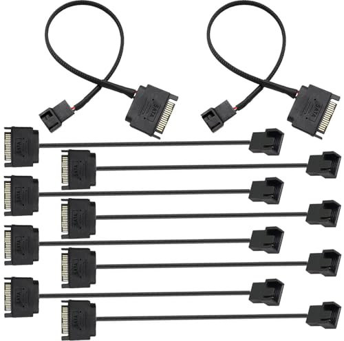 RUNCCI-YUN 10Pcs SATA Fan Power cable,15pin SATA a 1 x 3 pin/4 pin 12 V PC Case Fan PWM adattatore per ventole PC Power Cable per case di raffreddamento per computer desktop 12V