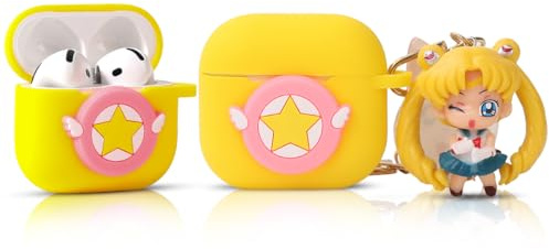 Silikon Hülle für AirPods 4 Ohrhörer(2024), XMBYGY Aufladung Stoßfeste schützende Kopfhörer Abdeckung mit Cartoon Puppe Anti-Lost Lanyard für AirPods 4th Erzeugung Drahtlose Ohrhörer (MNsoldat)