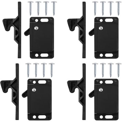 4 Pack RV Drawer Latches and Catches, Door Catch Pull Force Cabinet Doors Push to Close Latch RV Cabinet Door Replacement Latch for Kitchen Wardrobe Cupboards Closet Drawers Closure(Pull: 10 Pounds)