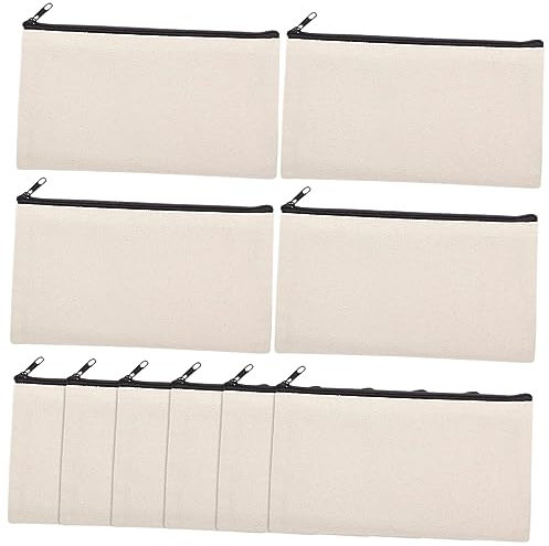 Sewroro 10stücke Canvas Reißverschlusstaschen Wärmeübertragung Bleistiftbeutel Sublimation Kosmetiktasche Für Reisen Geschäftsreisen