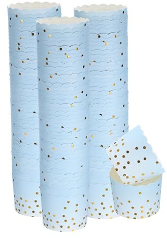 QUARKZMAN 150pz Colorful Pirottini da Forno in Carta 6oz Pirottini per Cupcake Pirottini Frittella Smerlati Contenitori Monouso Antigrasso per Festa di Compleanno, Blu Sfumato