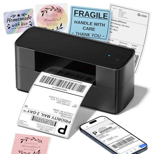 Omezizy DHL Etikettendrucker,Bluetooth Labeldrucker 4x6 Versandetiketten Drucker,245BT Thermodrucker DHL Label Printer Kompatibel mit Amazon, Etsy, Shopify, Royal Mail, DHL, FedEx, etc