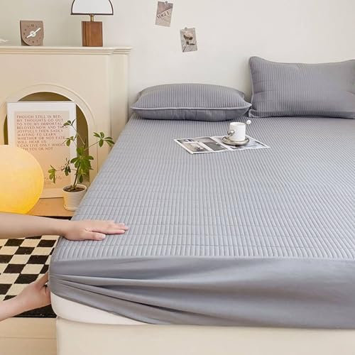 Aotiwe Bettlaken Grau, Spannbettlaken Outdoor Einfarbig mit Einfacher Struktur Polyester Baumwolle 180x220cm