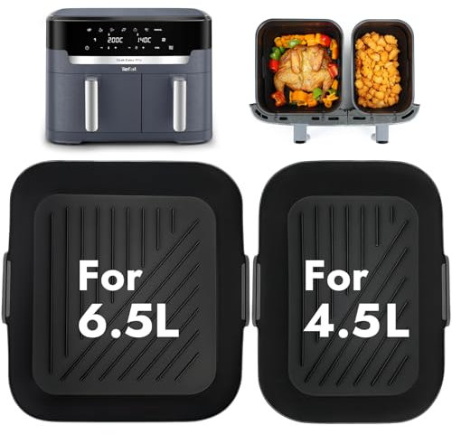 BYKITCHEN Airfryer - Molde de silicona para freidora de aire caliente Tefal Dual Easy Fry XXL, 11 litros (6,5 L + 4,5 L), accesorio para freidora de aire caliente Tefal Airfryer EY942BE0