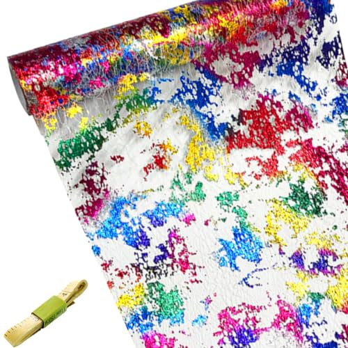 Tischläufer Bunt Regenbogen Tischdecken Dekostoff Tischband aus Organza Hochzeitsdeko mit Maßband für Advent Karneval Taufe Geburtstage Party 28 cm×5M (Bunt)