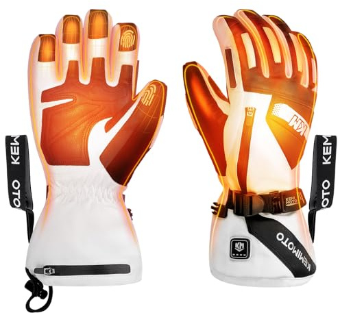 KEMIMOTO Heated Ski Gloves for Men Women with EVA Protection, Rechargeable Heating Gloves with 7.4V 2500mAh Battery for -20°C to -5°C, Ideal for Snowmobiling, Skiing, Hiking, Cycling