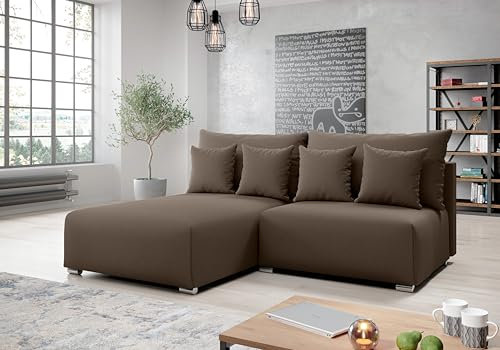 AXLIVING Ecksofa mit Schlaffunktion Ederra 208 cm breit – braun L